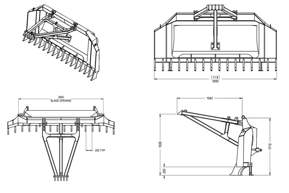 HEAVY DUTY CAT D4K D5K DOZER STICK RAKE & TREE PUSHER Southern Tool