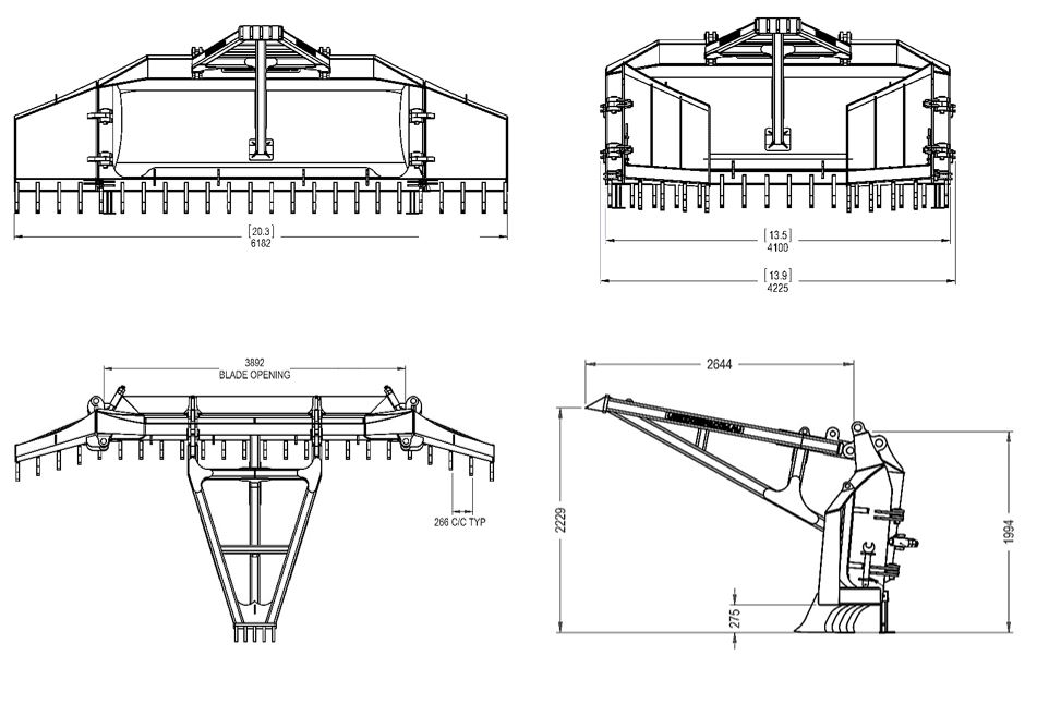 Caterpillar D6R D6T VPAT Blade Bulldozer Stick Rake & Tree Pusher